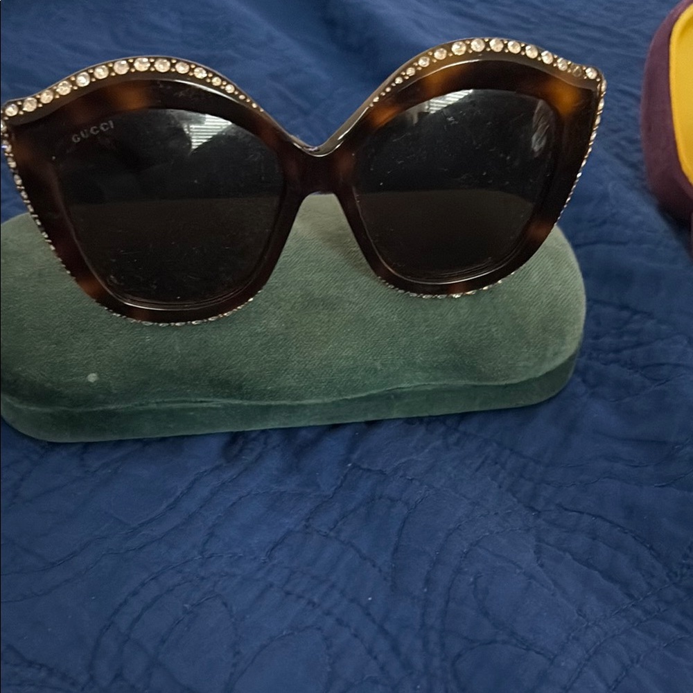 Gucci Brown Cat-Eye Sunglasses with Studded Detail